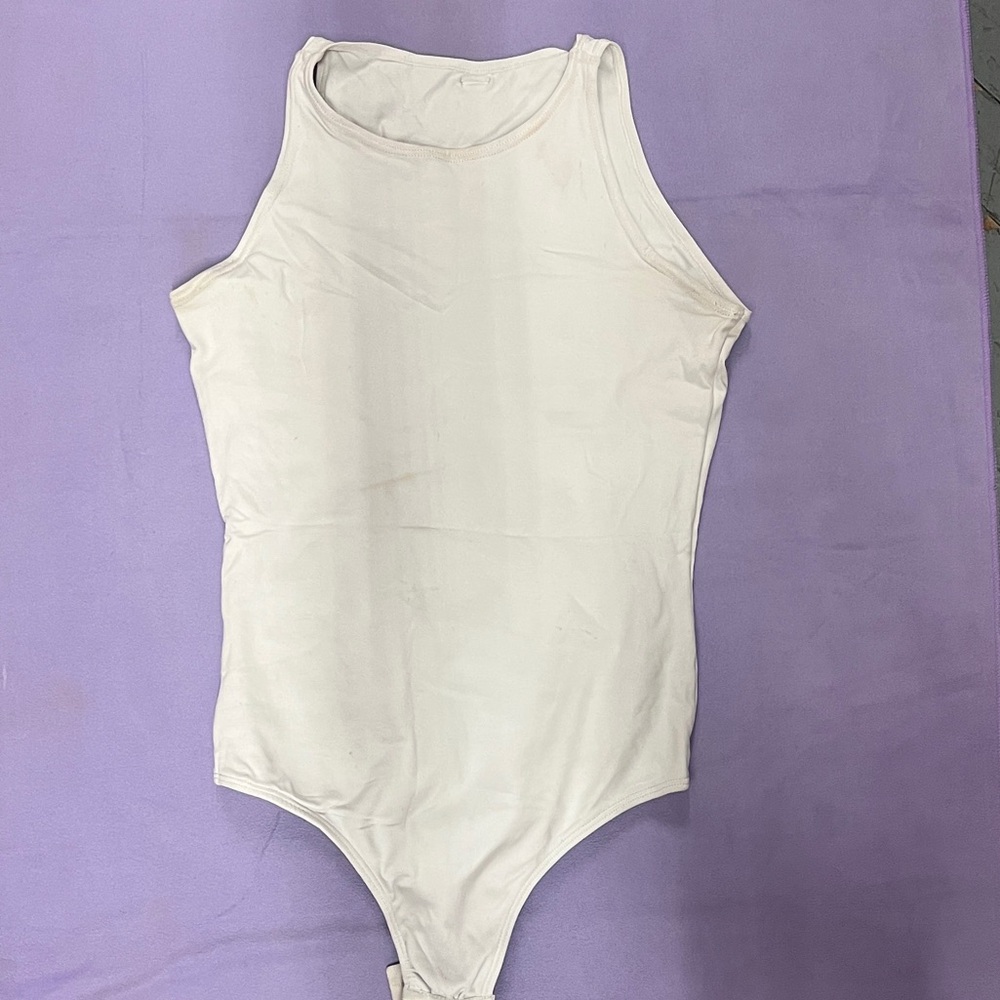 Brazilian Lycra Women's White Sleeveless Bodysuit